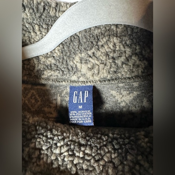 GAP Sherpa Fleece Pullover Sweater Green Patterned Women’s Medium VTG - Picture 6 of 6